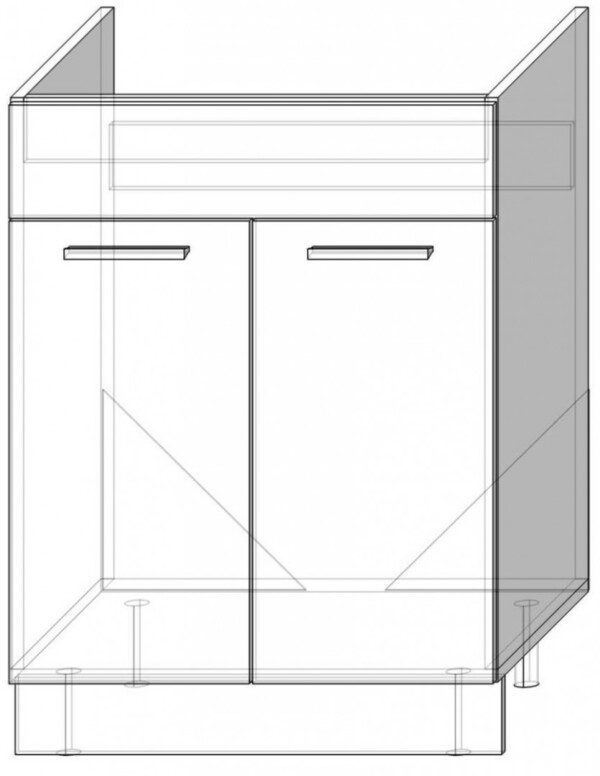 Нижний кухонный шкаф под мойку 60HM SKAL-021 - VIRTUVES KOLEKCIJA SKAL