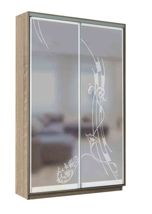Skapis GT 170-180/45/240 ar gravētiem spoguļiem - Guļamistaba