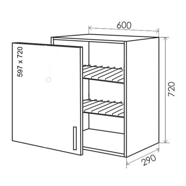 Верхний кухонный шкаф с сушкой для посуды FXVTDB009 - Virtuves mēbeles FXVTD