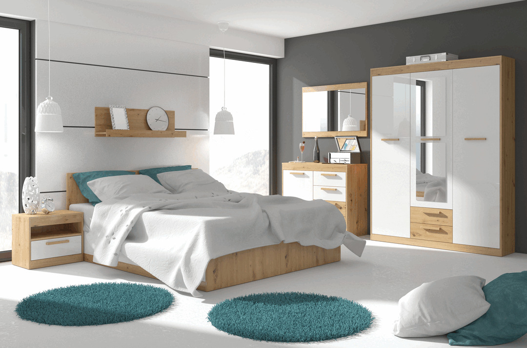 Guļamistabas kolekcija Maruso / Artisan oak-white gloss