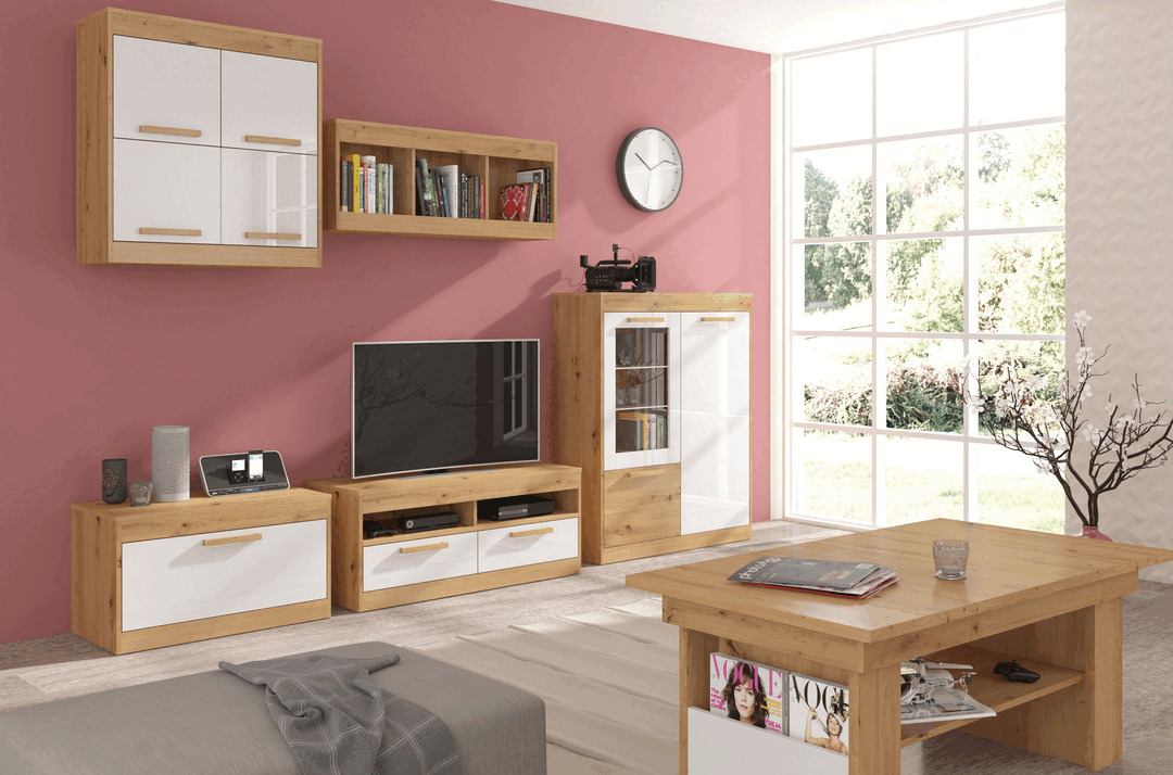 Viesistabas kolekcija Maruso / Artisan oak-white gloss