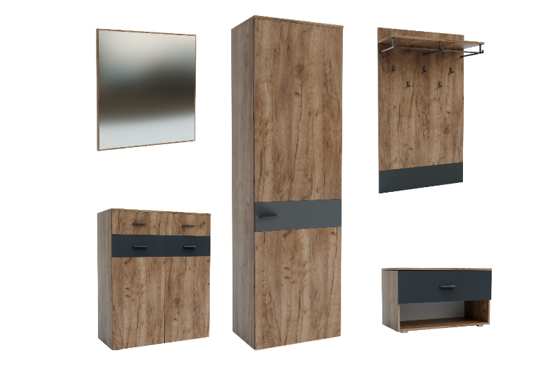 Priekšnama kolekcija Urban / Tobacco craft oak+Graphite grey